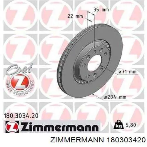 180303420 Zimmermann disco do freio traseiro