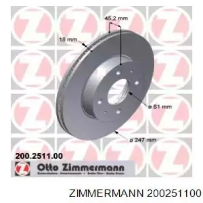 200251100 Zimmermann диск тормозной передний