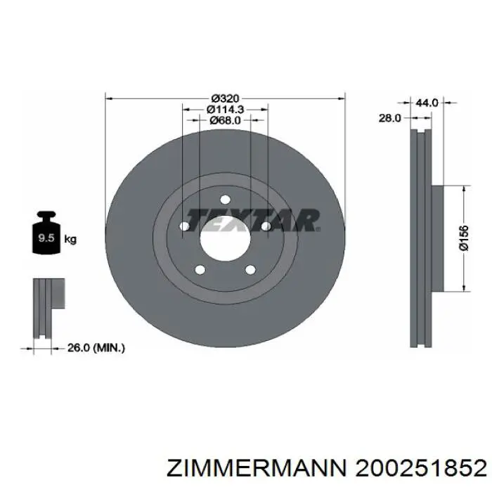 Купить 200251852 Zimmermann Ротор тормозной