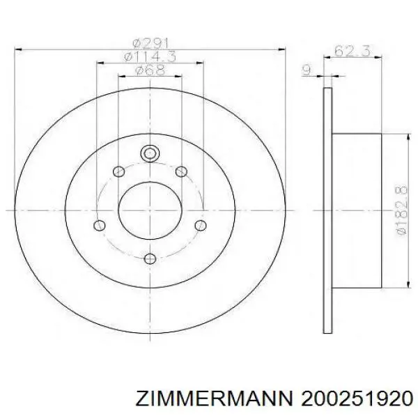 200251920 Zimmermann Дисковый тормоз