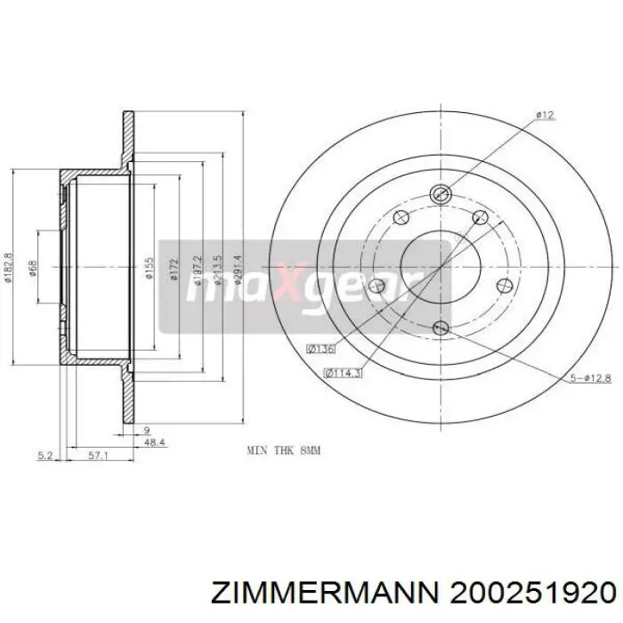 Купить 200251920 Zimmermann Диск тормозной задний