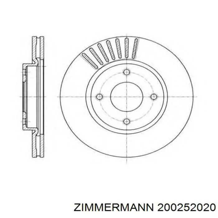 Передние тормозные диски 200252020 Zimmermann