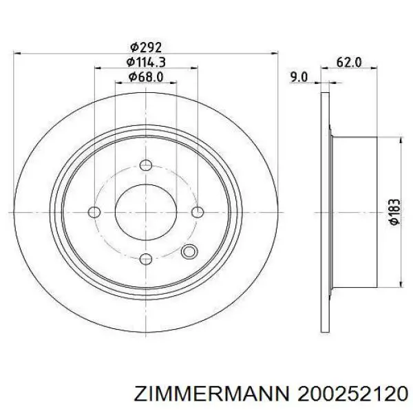 Купить 200252120 Zimmermann Диск тормозной задний