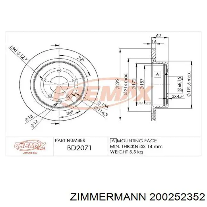 200252352 Zimmermann Дисковый тормоз