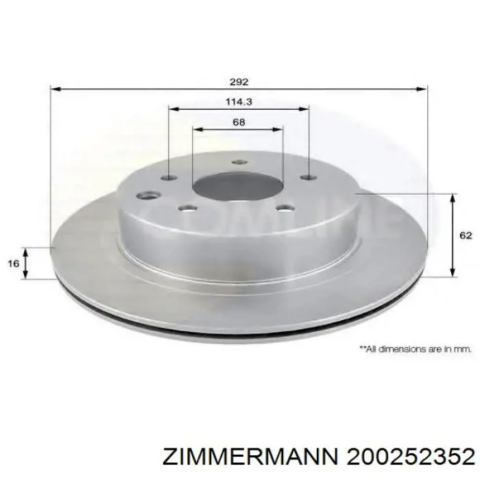 Купить 200252352 Zimmermann Диск тормозной задний