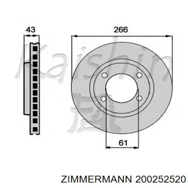Передние тормозные диски 200252520 Zimmermann