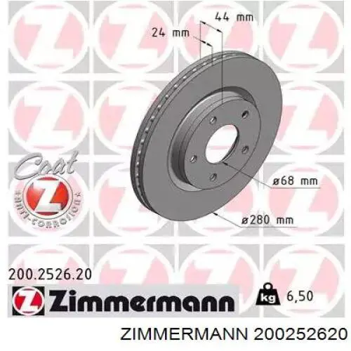 Тормоз дисковый передний Zimmermann 200252620 цена, от 56.47 USD