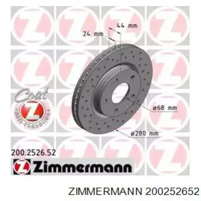 Передние тормозные диски 200252652 Zimmermann