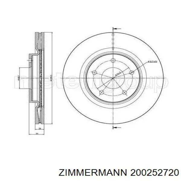 Передний тормозной диск Zimmermann 200252720