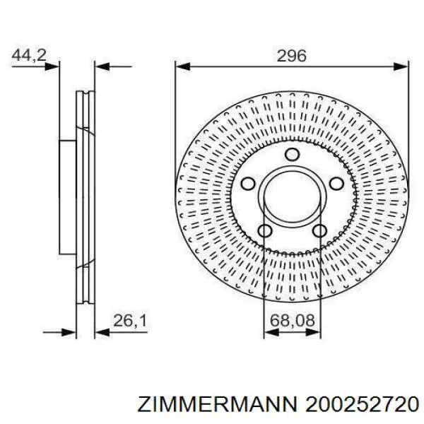 Передние тормозные диски 200252720 Zimmermann