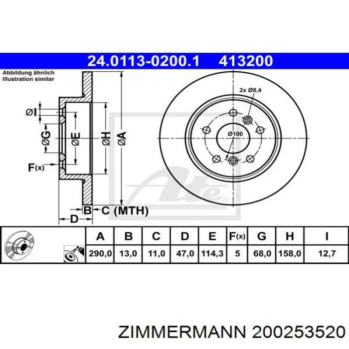 Купить 200253520 Zimmermann Диск тормозной задний