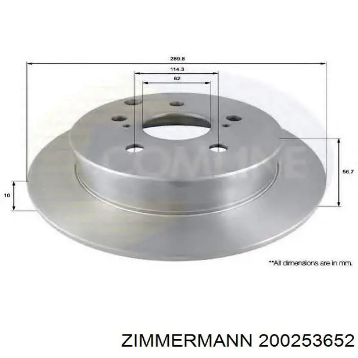 Тормозные диски 200253652 Zimmermann