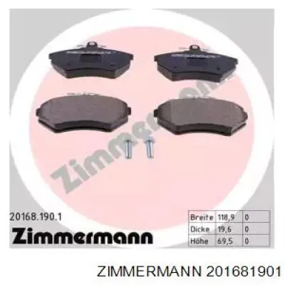 Передние тормозные колодки 201681901 Zimmermann