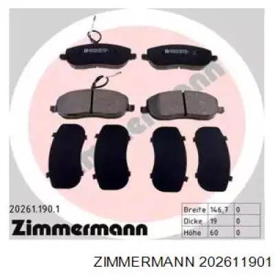 202611901 Zimmermann колодки тормозные передние дисковые