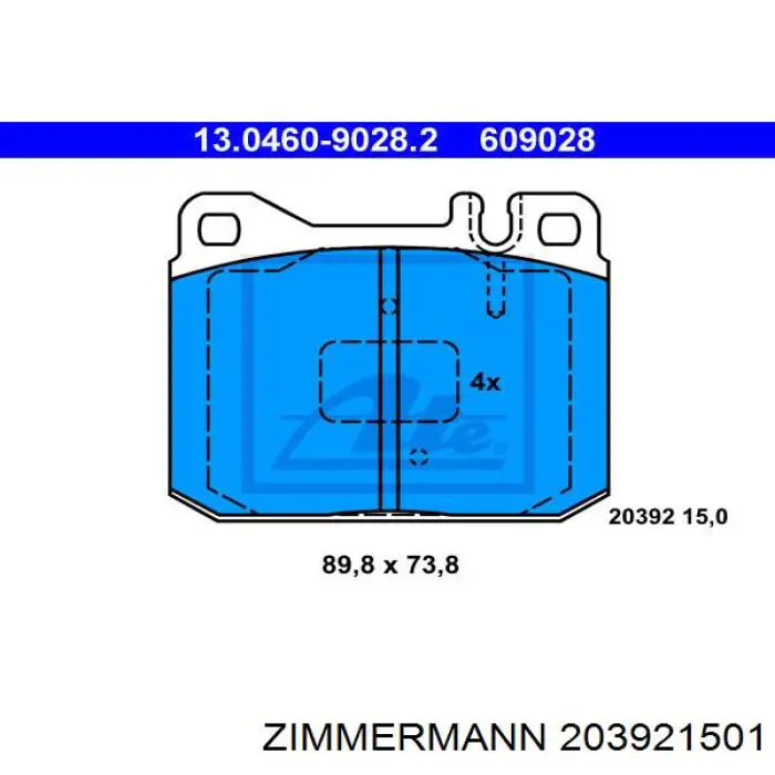 Передние тормозные колодки 203921501 Zimmermann