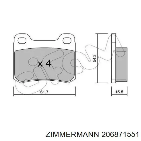 Задние тормозные колодки 206871551 Zimmermann