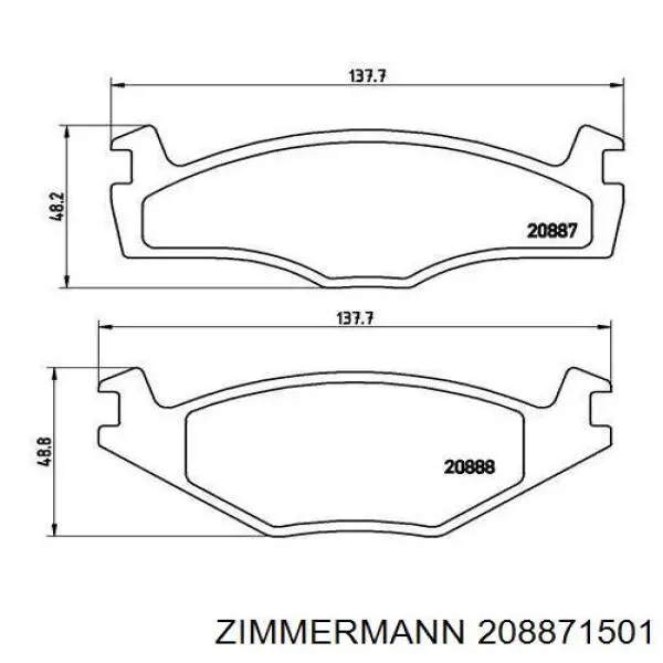 Купить 208871501 Zimmermann Колодки тормозные