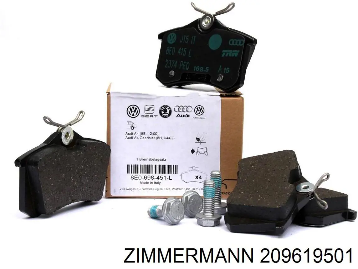 Купить 209619501 Zimmermann Колодки тормозные задние, дисковые