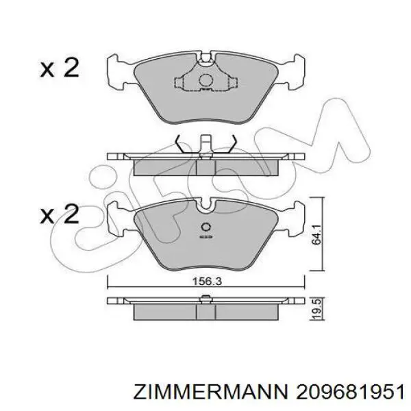 Купить 209681951 Zimmermann Колодки тормозные