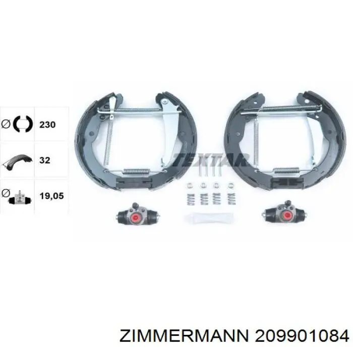 Купить 209901084 Zimmermann Колодки тормозные задние барабанные, в сборе с цилиндрами, комплект