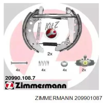 Колодки тормозные задние барабанные, в сборе с цилиндрами, комплект ZIMMERMANN 209901087
