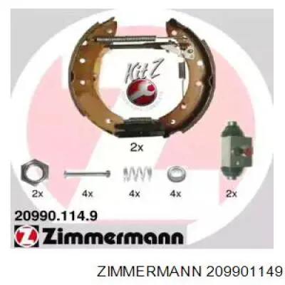 Колодки тормозные задние барабанные, в сборе с цилиндрами, комплект Zimmermann 209901149