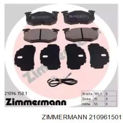 210961501 Zimmermann колодки тормозные передние дисковые