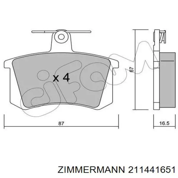 211441651 Zimmermann Колодки тормозные дисковые комплект