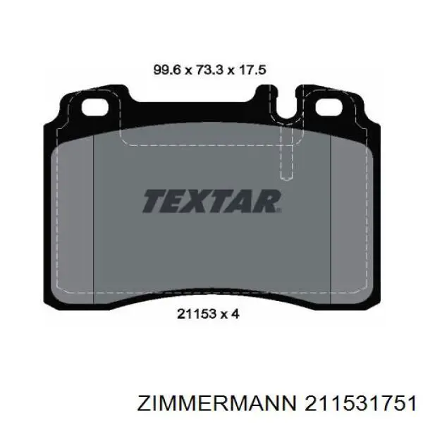 Передние тормозные колодки 211531751 Zimmermann