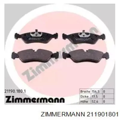 Купить 211901801 Zimmermann Колодки тормозные