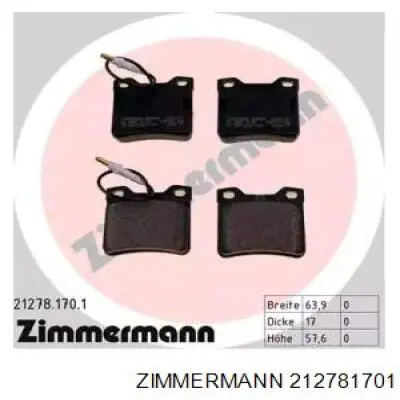 Задние тормозные колодки 212781701 Zimmermann