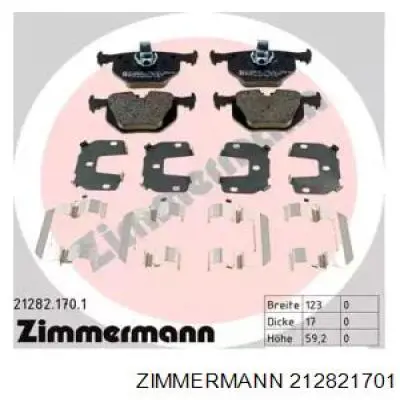 21282.170.1 Zimmermann колодки тормозные задние дисковые