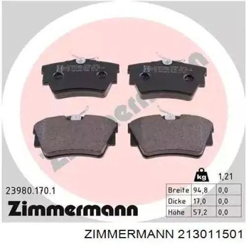 Колодки Zimmermann 213011501 цена, от 24.41 USD