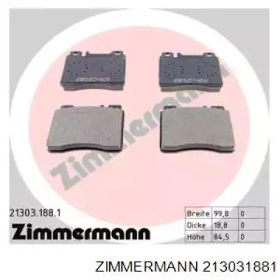 213031881 Zimmermann Колодки передние