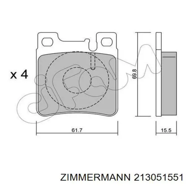 Купить 213051551 Zimmermann Колодки тормозные задние, дисковые