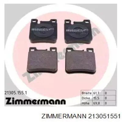 Задние тормозные колодки 213051551 Zimmermann