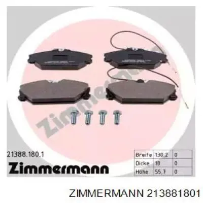 213881801 Zimmermann колодки тормозные передние дисковые