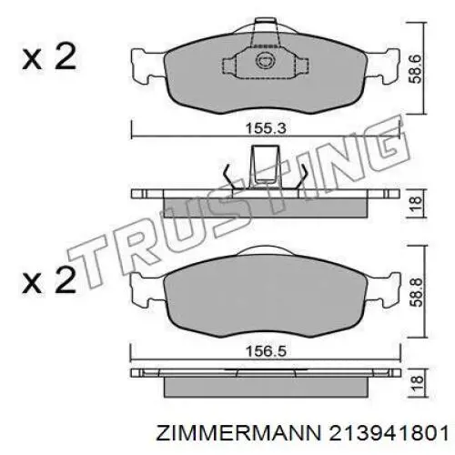 213941801 Zimmermann колодки тормозные передние дисковые