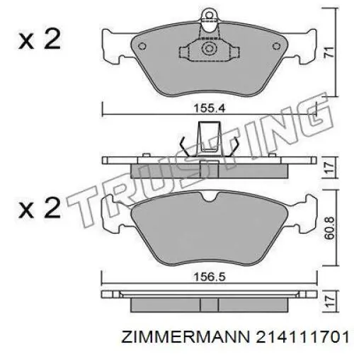 Колодки Zimmermann 214111701 цена, от 21.39 USD