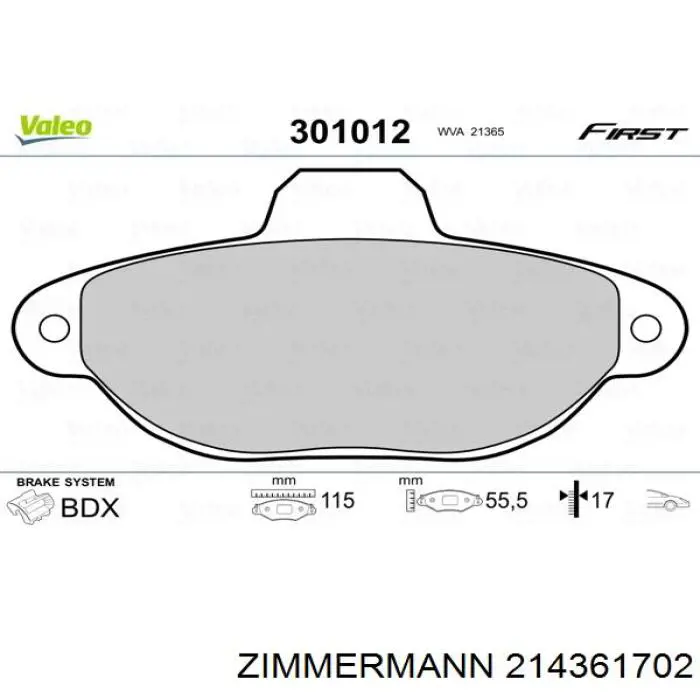 214361702 Zimmermann Колодки передние