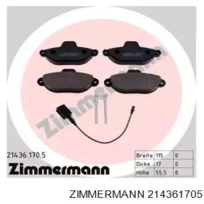 Передние тормозные колодки 214361705 Zimmermann