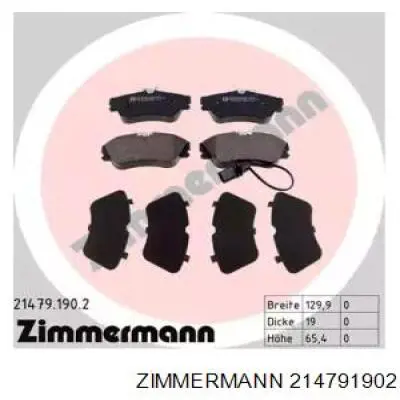 Передние тормозные колодки 214791902 Zimmermann