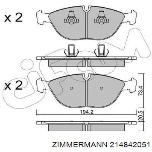 Купить 214842051 Zimmermann Колодки тормозные