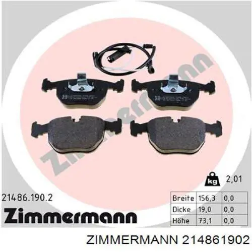 21486.190.2 Zimmermann колодки тормозные передние дисковые