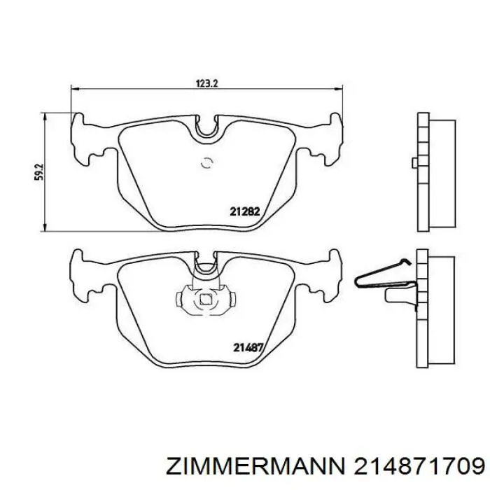 Задние тормозные колодки 214871709 Zimmermann