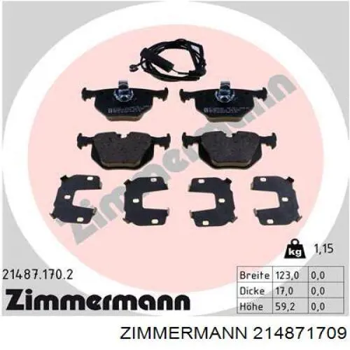 Колодки дисковые  Zimmermann 214871709 цена, от 55.71 USD