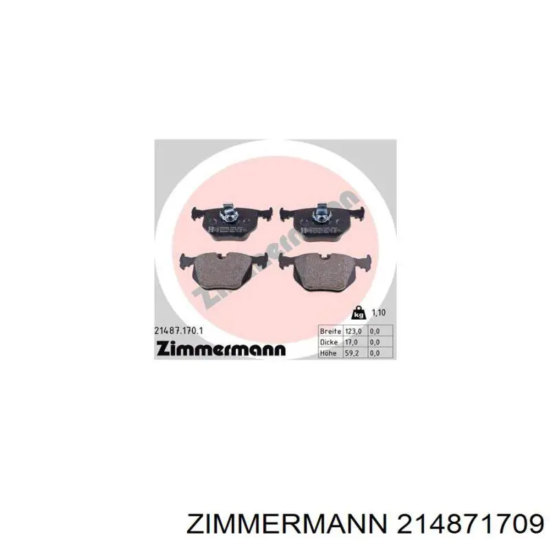 Задние тормозные колодки 214871709 Zimmermann