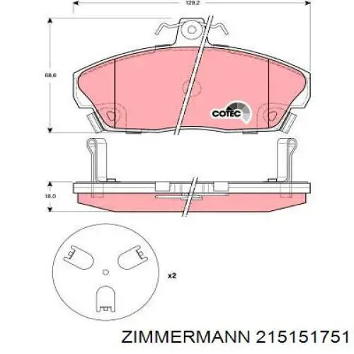 Передние тормозные колодки 215151751 Zimmermann