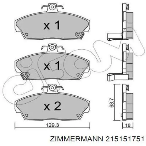 Купить 215151751 Zimmermann Колодки тормозные