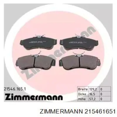 215461651 Zimmermann колодки тормозные передние дисковые